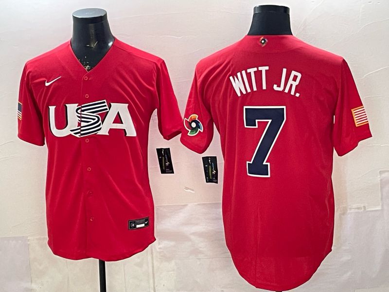 Men 2026 World Cub USA #7 Witt jr Red Nike MLB Jersey style 004->more jerseys->MLB Jersey